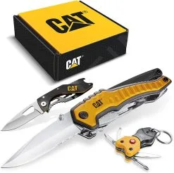 Caterpillar Utensili - Set Regalo Multifunzionale, 2 Coltelli E Portachiavi CT240125