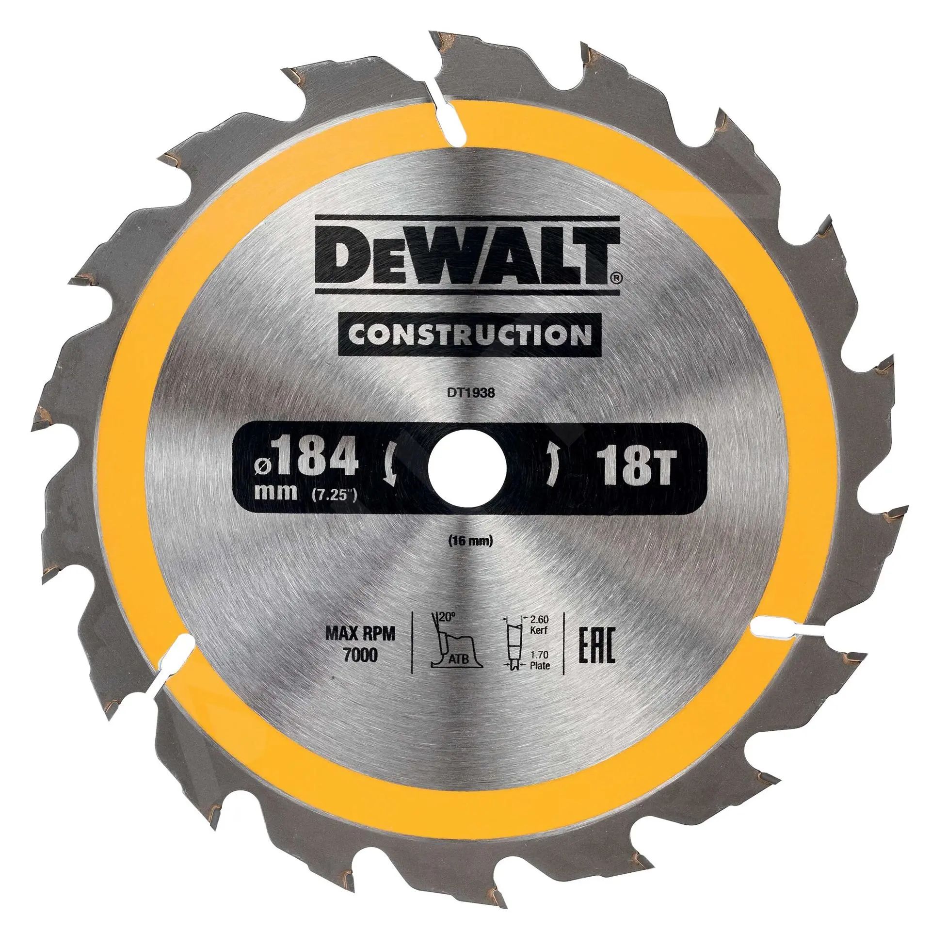 DeWALT Accessori - Lama Da Taglio 184 X 16 Mm, 18 Denti DT1938 3 DeWALT Accessori - Lama Da Taglio 184 X 16 Mm, 18 Denti DT1938