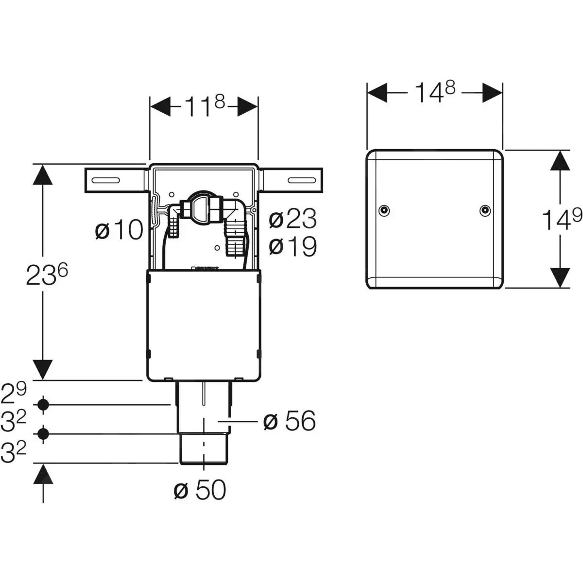 Geberit Accessori - Trappola Antiodori Per Sanitari D'arredo, 2 Connessioni, Scatola Ad Incasso E Piastra Di Copertura 152.233.00.1 4 Geberit Accessori - Trappola Antiodori Per Sanitari D'arredo, 2 Connessioni, Scatola Ad Incasso E Piastra Di Copertura 152.233.00.1 - immagine 2