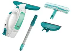 Leifheit Pulizia - Lavavetri Elettrico Window Cleaner Con Mocio, Asta Da 43 Cm E Bocchetta Di Aspirazione 17 Cm 51016