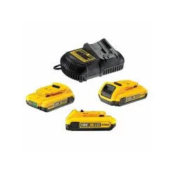 DeWALT Accessori - Set Caricabatterie XR + 3 Batterie 18 V Li-Ion 2,0 Ah DCB115D3