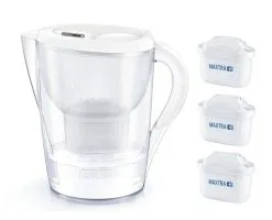 Brita Caraffe - Set Caraffa Filtrante Marella XL Memo E 3 Filtri MX+, Capacitá 3500 Ml, Bianco 1040212