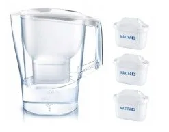 Brita Caraffe - Set Caraffa Filtrante Aluna Cool Memo A 3 Filtri MX+, Capacitá 2400 Ml, Bianco 1040564