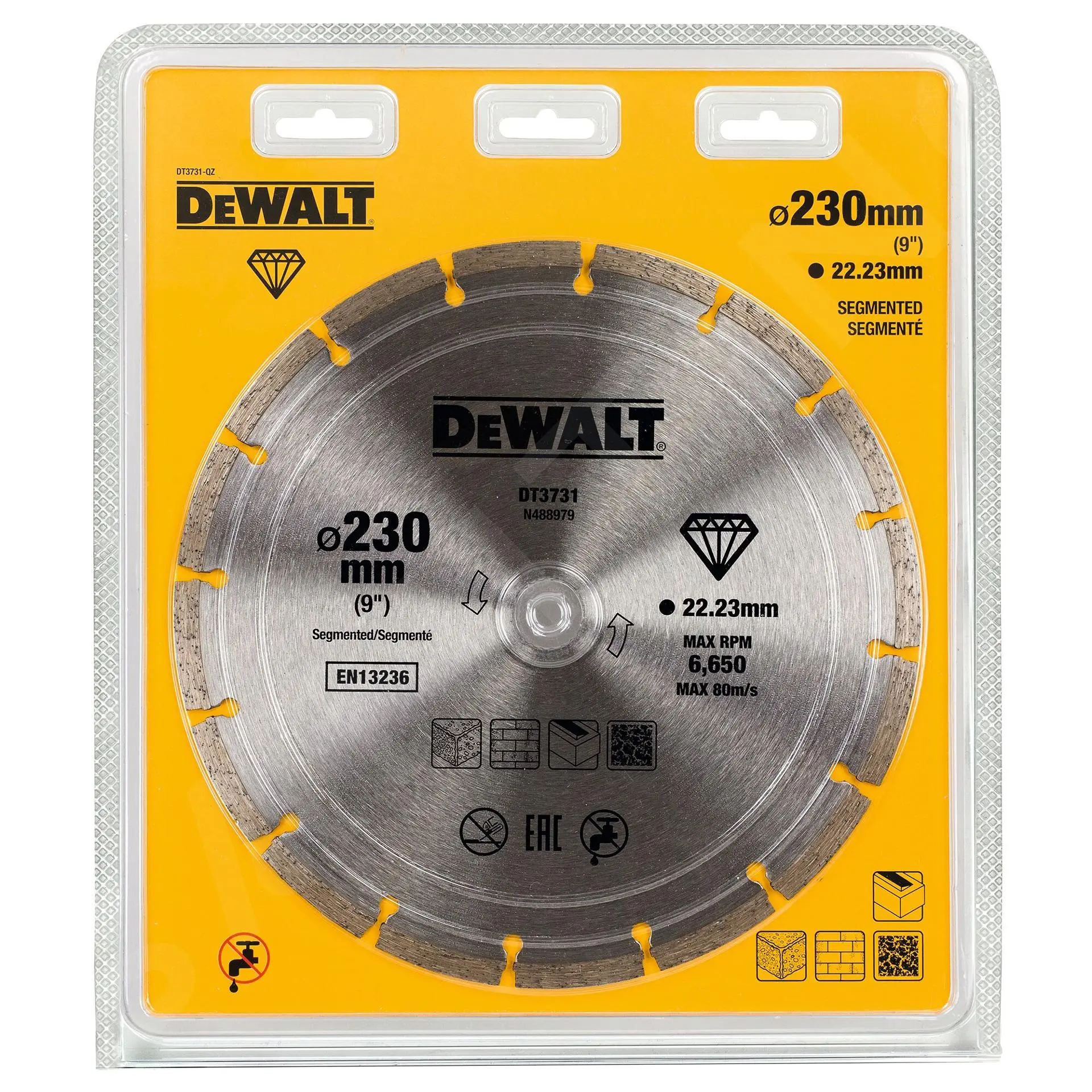 DeWALT Accessori - Disco Diamantato Per Il Taglio A Secco Di Cemento E Mattoni - 230 X 22,2 Mm DT3731 4 DeWALT Accessori - Disco Diamantato Per Il Taglio A Secco Di Cemento E Mattoni - 230 X 22,2 Mm DT3731 - immagine 2