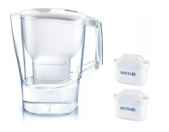 Brita Caraffe - Set Caraffa Filtrante Aluna Cool Memo E 2 Filtri MX+, Capacitá 2400 Ml, Bianco 1039268